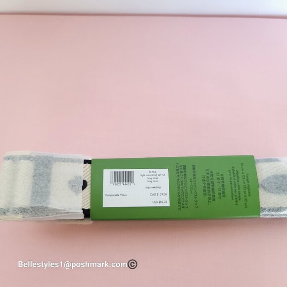 KATE SPADE Webbing Bag Strap with Embroidered Logo- Light Natural color ⭐ - Picture 15 of 16